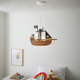 Glow Pirate Ship Ceiling Pendant Light - Brown and Black - thumbnail 3