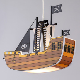 Glow Pirate Ship Ceiling Pendant Light - Brown and Black - thumbnail 2