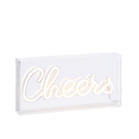 Glow LED Cheers Acrylic Neon Style Light Box - White