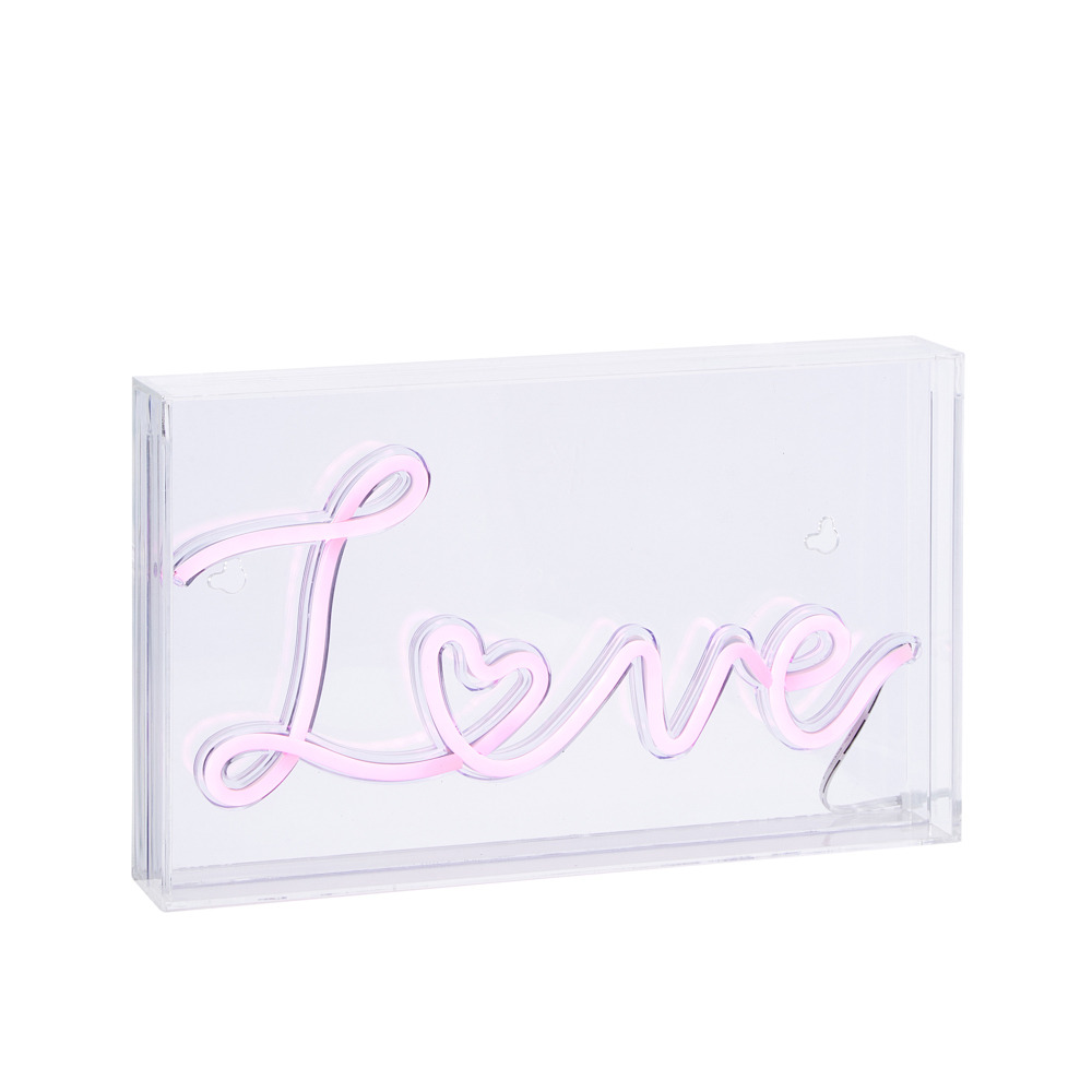 Glow LED Love Acrylic Neon Style Light Box - Pink - image 1