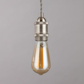 Industrial Style Braided Grey Cable Ceiling Pendant - Satin Nickel - thumbnail 3
