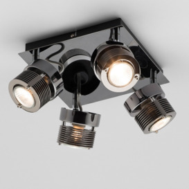 4 Light Telford Cylinder Ceiling Square Spotlight Plate - Black - thumbnail 2