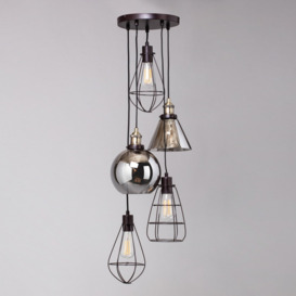 Drax Caged Ceiling Cluster Pendant - Bronze - thumbnail 3