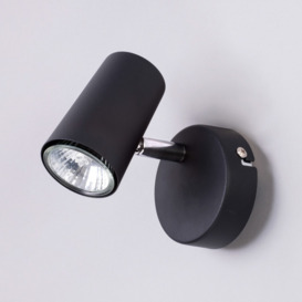 Chobham Industrial Style Single Adjustable Spotlight Wall Light - Black - thumbnail 3