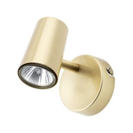 Chobham Industrial Style Single Adjustable Spotlight Wall Light - Satin Brass - thumbnail 1