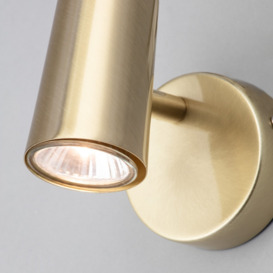 Chobham Industrial Style Single Adjustable Spotlight Wall Light - Satin Brass - thumbnail 2