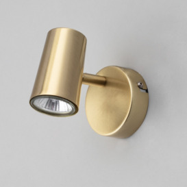 Chobham Industrial Style Single Adjustable Spotlight Wall Light - Satin Brass - thumbnail 3