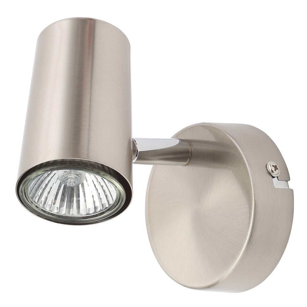 Chobham Industrial Style Single Adjustable Spotlight Wall Light - Satin Nickel - image 1