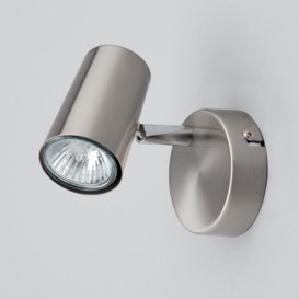 Chobham Industrial Style Single Adjustable Spotlight Wall Light - Satin Nickel - thumbnail 3