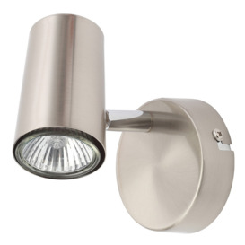 Chobham Industrial Style Single Adjustable Spotlight Wall Light - Satin Nickel - thumbnail 1