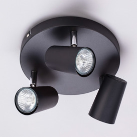 Chobham 3 Light Adjustable Ceiling Spotlight Plate - Black - thumbnail 3