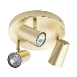 Chobham 3 Light Adjustable Ceiling Spotlight Plate - Satin Brass - thumbnail 1