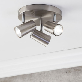 Chobham 3 Light Adjustable Ceiling Spotlight Plate - Satin Nickel - thumbnail 2