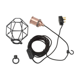 Beca Plug In Cable Ceiling Pendant Light Kit - Black & Copper - thumbnail 2