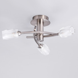 Macti 3 Light Semi Flush Ceiling Light - Satin Nickel - thumbnail 3
