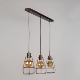 Drax Caged 3 Light Ceiling Pendant Bar - Bronze - thumbnail 3