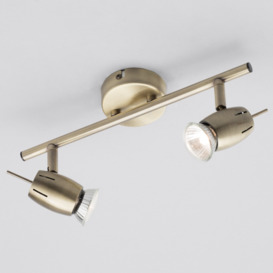 Frank 2 Light Adjustable Ceiling Spotlight Bar - Antique Brass - thumbnail 2