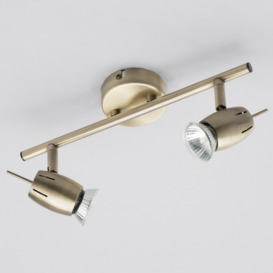 Frank 2 Light Adjustable Ceiling Spotlight Bar - Antique Brass - thumbnail 3