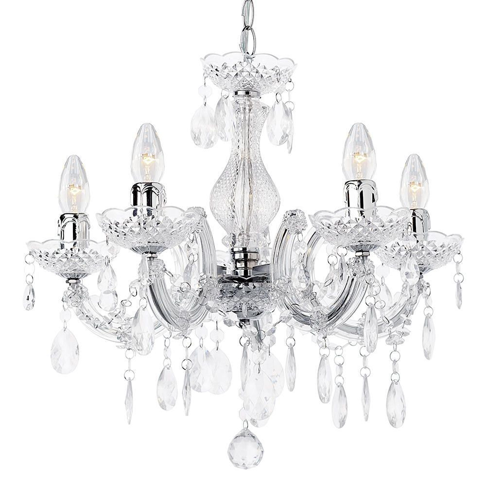 Marie Therese Chandelier 5 Light Dual Mount - Chrome - image 1