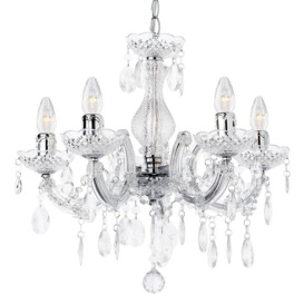 Marie Therese Chandelier 5 Light Dual Mount - Chrome - thumbnail 1