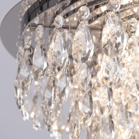 Crystal Style Flush 6 Light Ceiling Light - Chrome - thumbnail 3