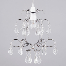 Crystal Droplet Effect Easy to Fit Ceiling Shade - Chrome - thumbnail 3