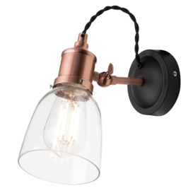 Industrial 1 Light Diner Style Wall Light - Copper - thumbnail 1