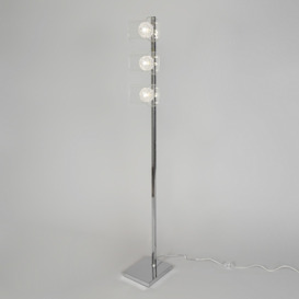 Verona 3 Light Wire Globe with Glass Shade Floor Lamp - Chrome - thumbnail 2