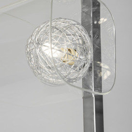 Verona 3 Light Wire Globe with Glass Shade Floor Lamp - Chrome - thumbnail 3