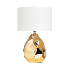 Gold Nugget Table Lamp with Natural Shade - Gold