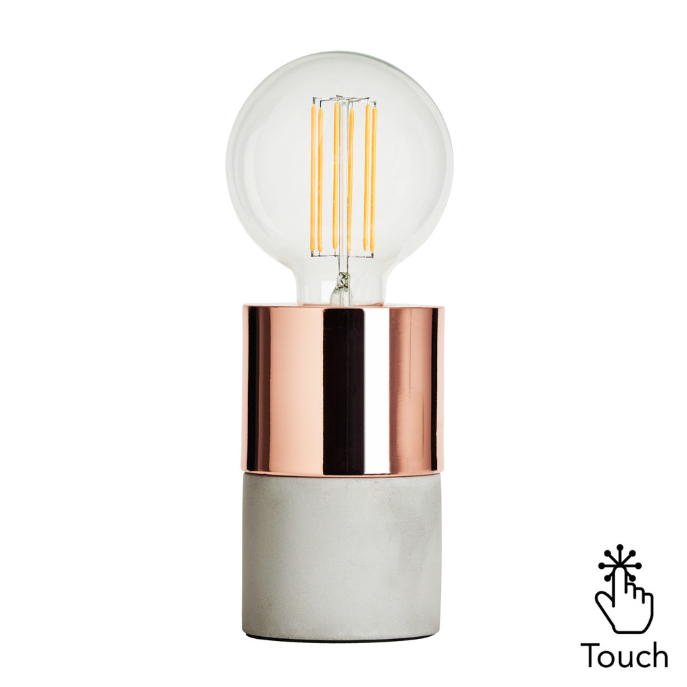 Concrete Touch Table Lamp with Copper - Grey - image 1