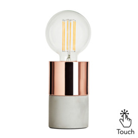 Concrete Touch Table Lamp with Copper - Grey