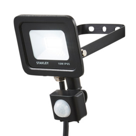 Stanley 10 Watt LED Slimline Outdoor Flood Light with PIR Sensor - Black - thumbnail 1