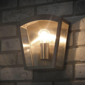 Hamble Outdoor Lantern Curved Wall Light - Stainless Steel - thumbnail 3