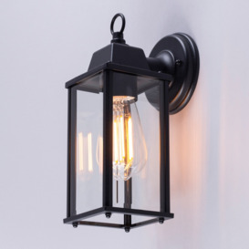 Colone Outdoor Lantern Bevelled Glass Wall Light - Black - thumbnail 2