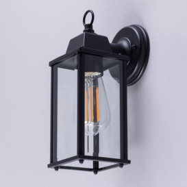 Colone Outdoor Lantern Bevelled Glass Wall Light - Black - thumbnail 3
