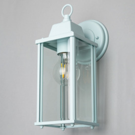 Colone Outdoor Lantern Bevelled Glass Wall Light - Pale Blue - thumbnail 3