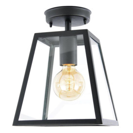 Rockford Outdoor 1 Light Flush Tapered Square Lantern - Black