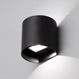 Luk Outdoor LED Rounded Up and Down Wall Light - Black - thumbnail 2