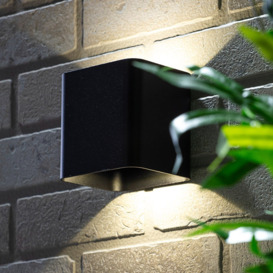 Quadro Outdoor LED Square Up and Down Wall Light - Black - thumbnail 3