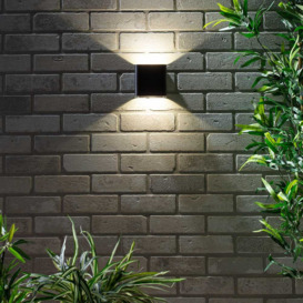 Quadro Outdoor LED Square Up and Down Wall Light - Black - thumbnail 2