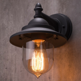 Bacup Outdoor 1 Light Industrial Fisherman Style Lantern Wall Light - Anthracite - thumbnail 2