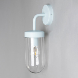 Reeth Outdoor Industrial Style Curved Arm Wall Light - Pale Blue - thumbnail 3