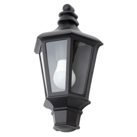Perry Outdoor Traditional Half Lantern - Black - thumbnail 1