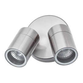 Kenn Twin Adjustable Outdoor 2 Light Wall Spotlight - Steel - thumbnail 1