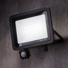 Langton Outdoor LED 50 Watt Slimline Wired Flood Light with PIR Sensor - Black - thumbnail 2