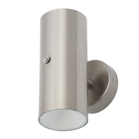 Lem Outdoor 2 Light LED Wall Light With Photocell Sensor - Stainless Steel