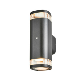 Ovat 2 Light Up & Down Outdoor Wall Light with Photocell Sensor - Black
