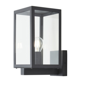Cetus Glass Panel Outdoor Wall Light - Anthracite - thumbnail 1