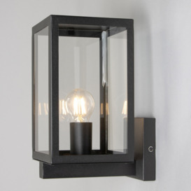 Cetus Glass Panel Outdoor Wall Light - Black - thumbnail 2